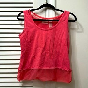 Liz Claiborne Bright Pink with Mesh Detail Petite SZ Small Tank Top
